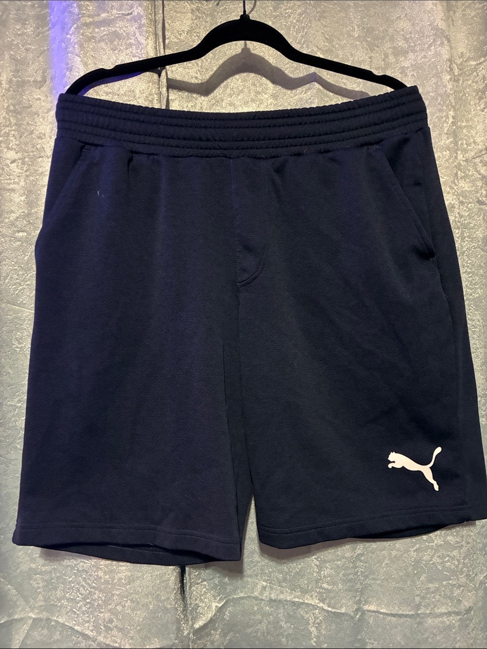 Puma Men’s Dark Navy Athletic Shorts with White Logo